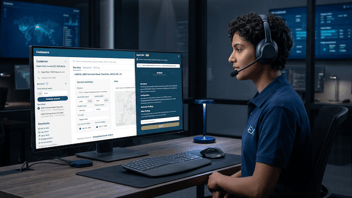 Person using software with headphone