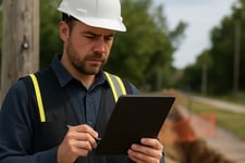 FS man running a tablet in the field