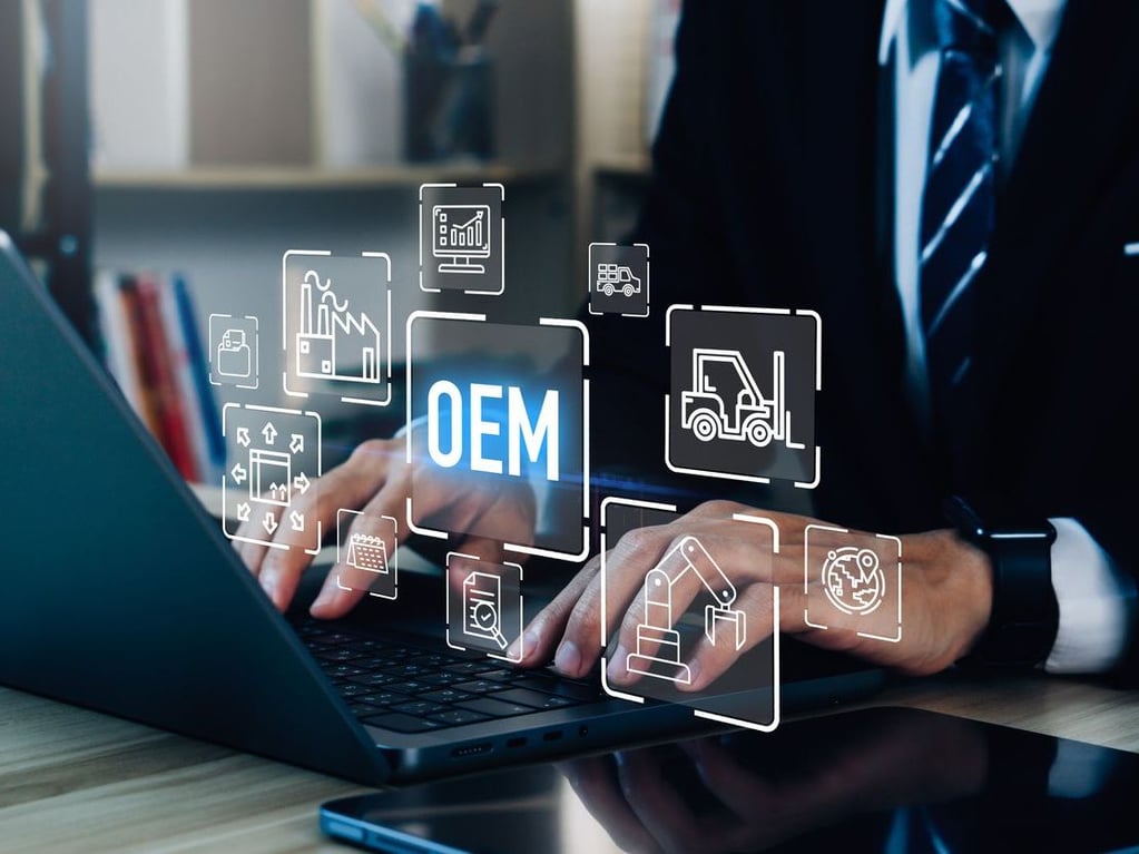 man on keyboard with OEM diagram displayed