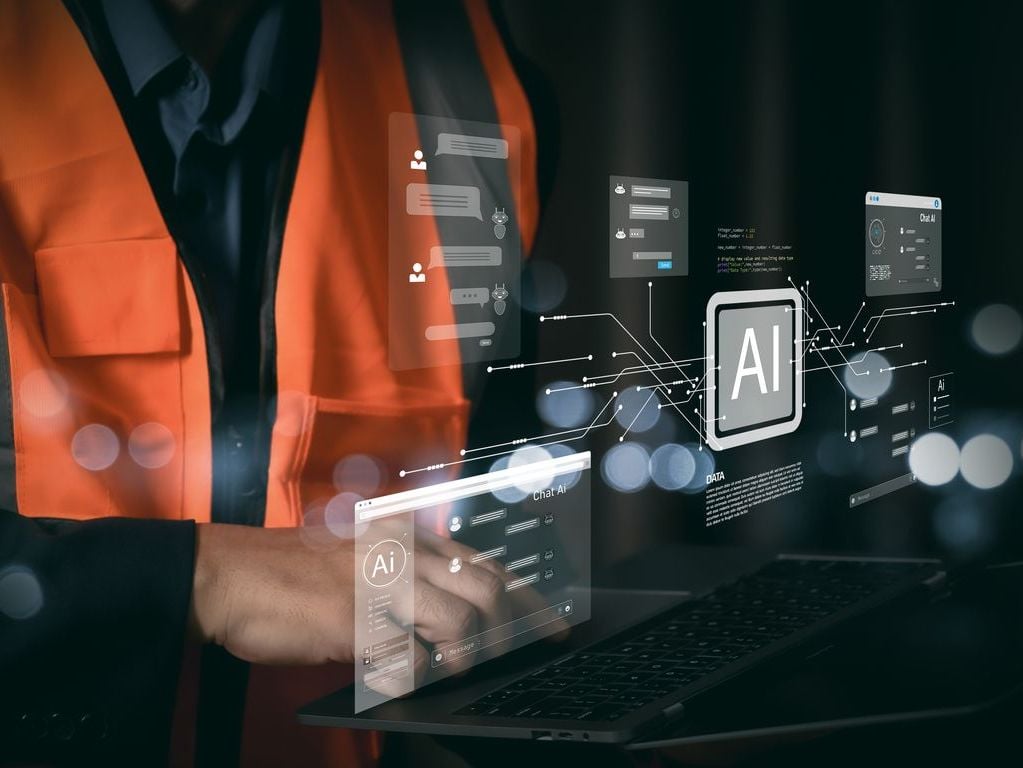 field engineer with an overlay diagram with ai showing the interconnection