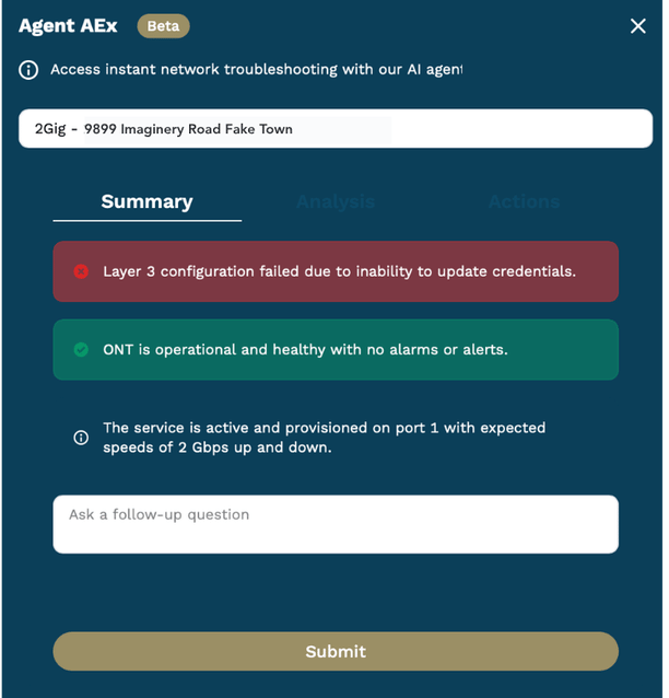 Agent AEX Summary View - Root Cause Identified
